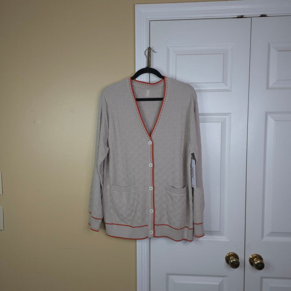 Rhone Birdie Oversized V-neck Button Front Cardigan in Sand Size L